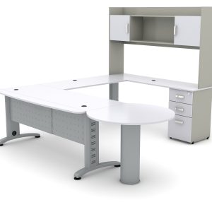 CONJUNTO EJECUTIVO DELTA, CON LIBRERO SOBREPONER Y PENINSULA  (DER./IZQ.)
