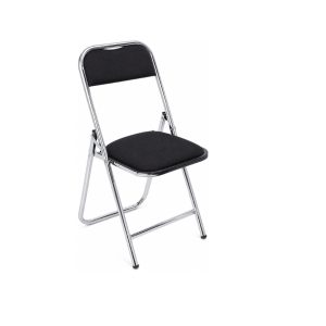 SILLA PLEGABLE CAL. 18 CROMADA, TAPIZADA EN TELA PLIANA